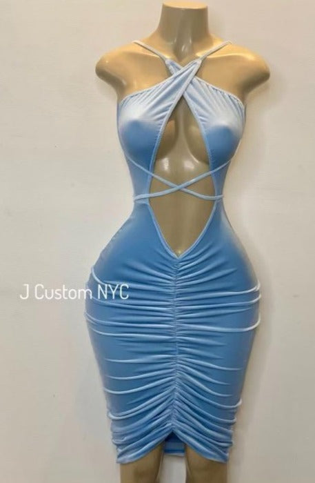 Icy Blue Scrunch Front Dress Icy Blue Scrunch Front Dress
