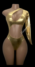 Load image into Gallery viewer, Gold One shoulder Asymmetrical Suit