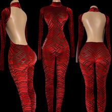 Load image into Gallery viewer, Cranberry Velvet Backless Catsuit