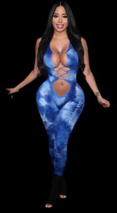 Blue Tie Dye Catsuit