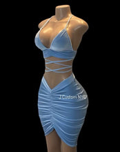 Load image into Gallery viewer, Icy Blue Two Piece Skirt Set