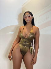 Load image into Gallery viewer, Gold Python Wrap Swimsuit