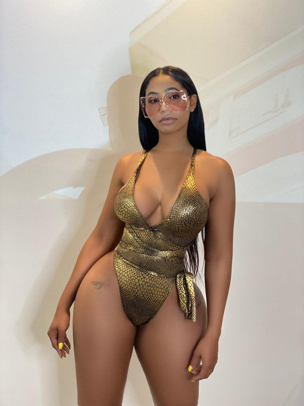 Gold Python Wrap Swimsuit