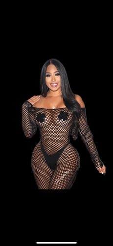 Sasha Fishnet Catsuit & Thong *Black