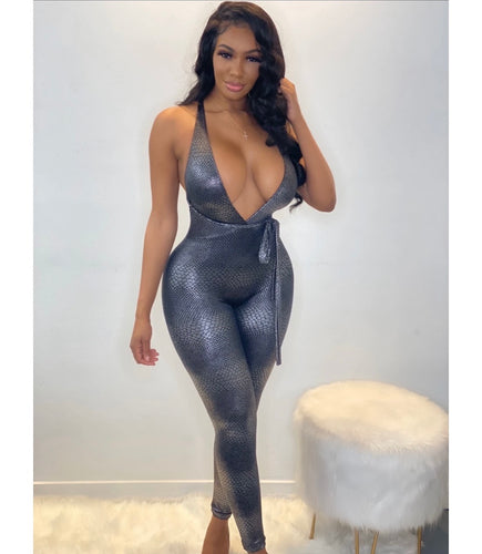 Gun Metal Python Catsuit