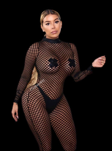 Vixen Fishnet Catsuit & Thong * Black