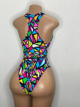 Load image into Gallery viewer, Abstract Plunge Neck One  Piece Swimsuit