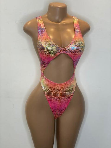 Neon Hues Side Boob Cut Out Bikini