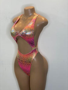 Neon Hues Side Boob Cut Out Bikini