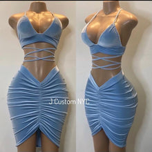 Load image into Gallery viewer, Icy Blue Two Piece Skirt Set