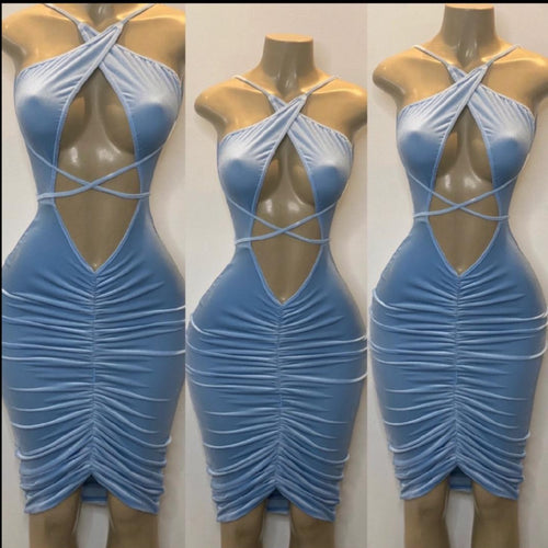 Icy Blue Scrunch Front Dress