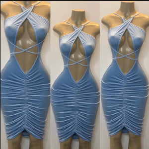 Icy Blue Scrunch Front Dress Icy Blue Scrunch Front Dress